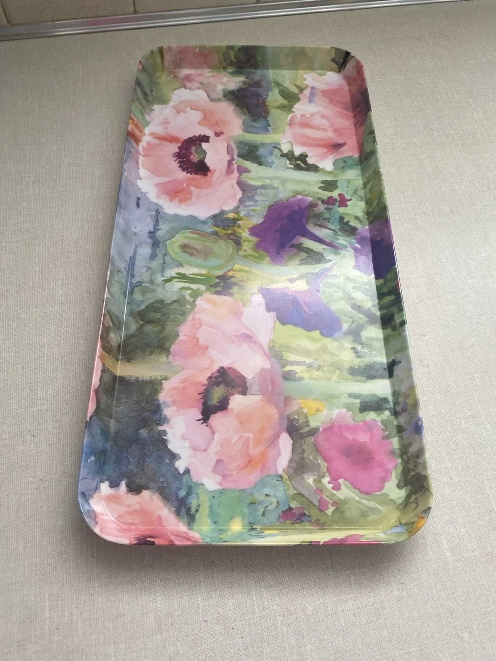Made in Italy trinket vanity serving Tray Melamine Floral Multi Colored Vintage